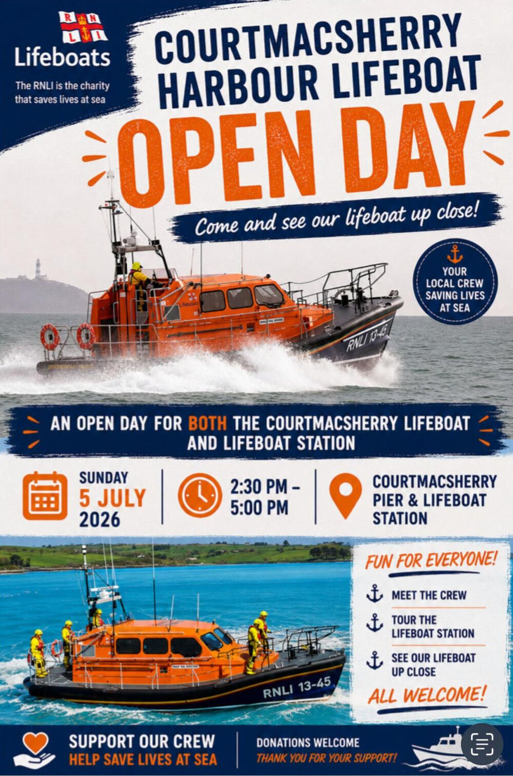Courtmacsherry Harbour Lifeboat Open Day: Sun 5 July 2026
