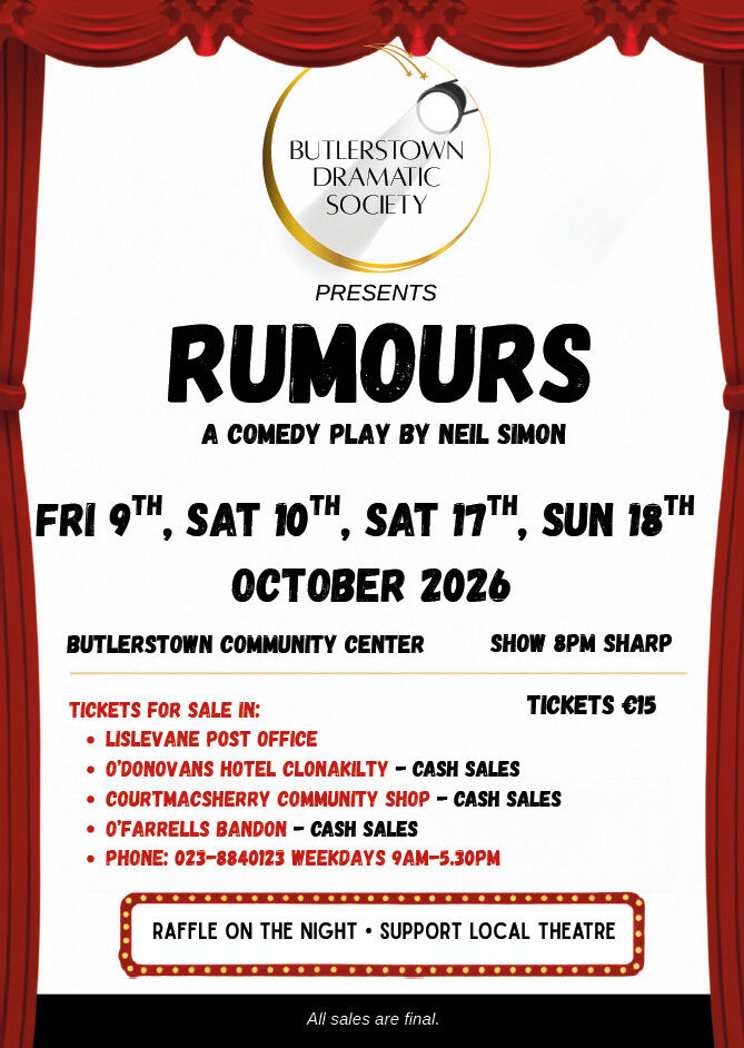 Butlerstown Dramatic Society presents: 'Rumours'